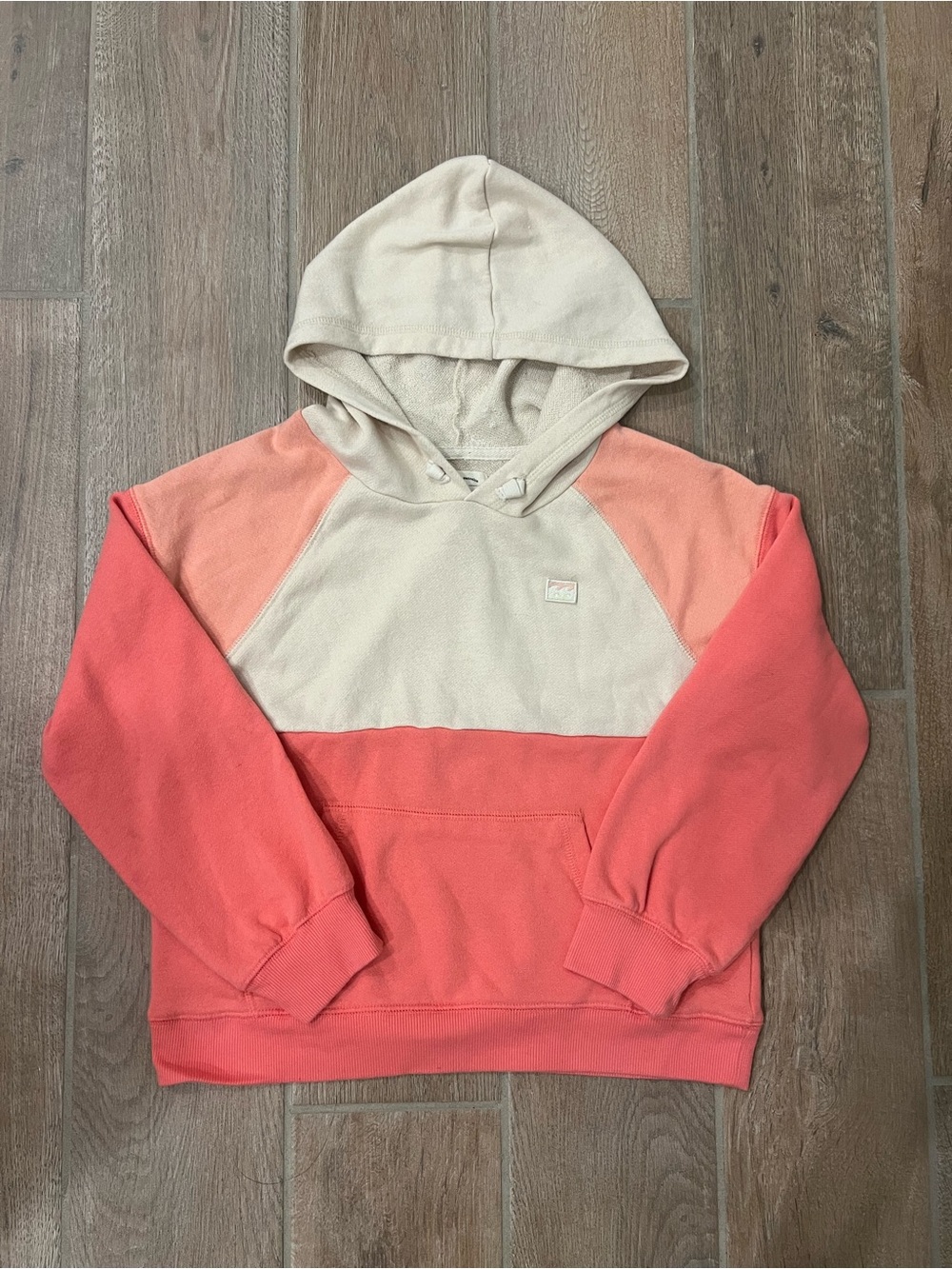 Billabong Colorblock Coral and Cream Hooded Sweater